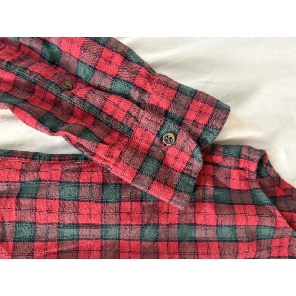 J Crew Flannel Shirt Red Black Plaid Mens S Button Up Cabin Outdoor Classic Prep